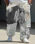 Big & Tall Patchwork Athletic Hoodie Sweatpants Set for big men