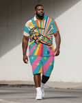 Big & Tall Colorblock Polo Shorts Set for big men view 1