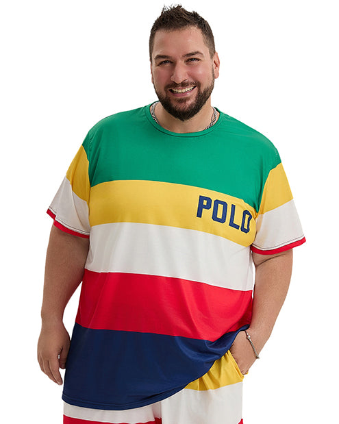 Big & Tall Striped T-Shirt Shorts Set for big men view 2