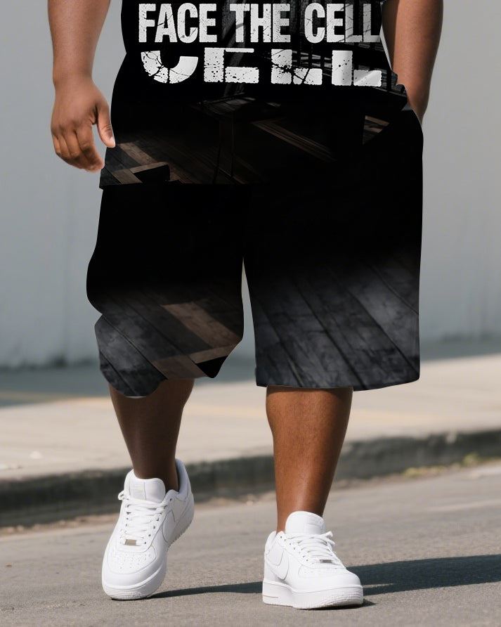Big & Tall Graphic Graffiti Polo Shorts Set for big men view 3