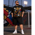 Big & Tall Hawaiian Graphic T-Shirt Shorts Set for big men view 1