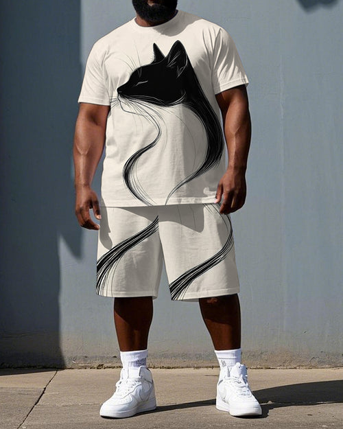 Big & Tall Graphic T-Shirt Shorts Set for big men view 1