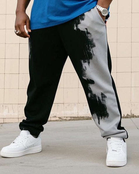 Big & Tall Striped T-Shirt Pants Set for big men view 3