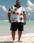 Big & Tall Hawaiian Graphic Graffiti Polo Shorts Set for big men view 1