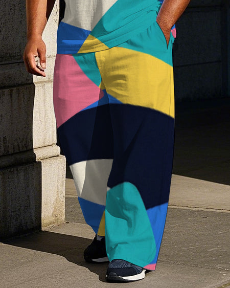 Big & Tall Colorblock Graphic Vest Pants Set for big men view 3