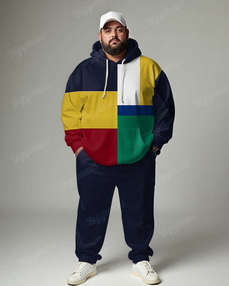 Big & Tall Colorblock Graphic Hoodie Sweatpants Set for big men view 1