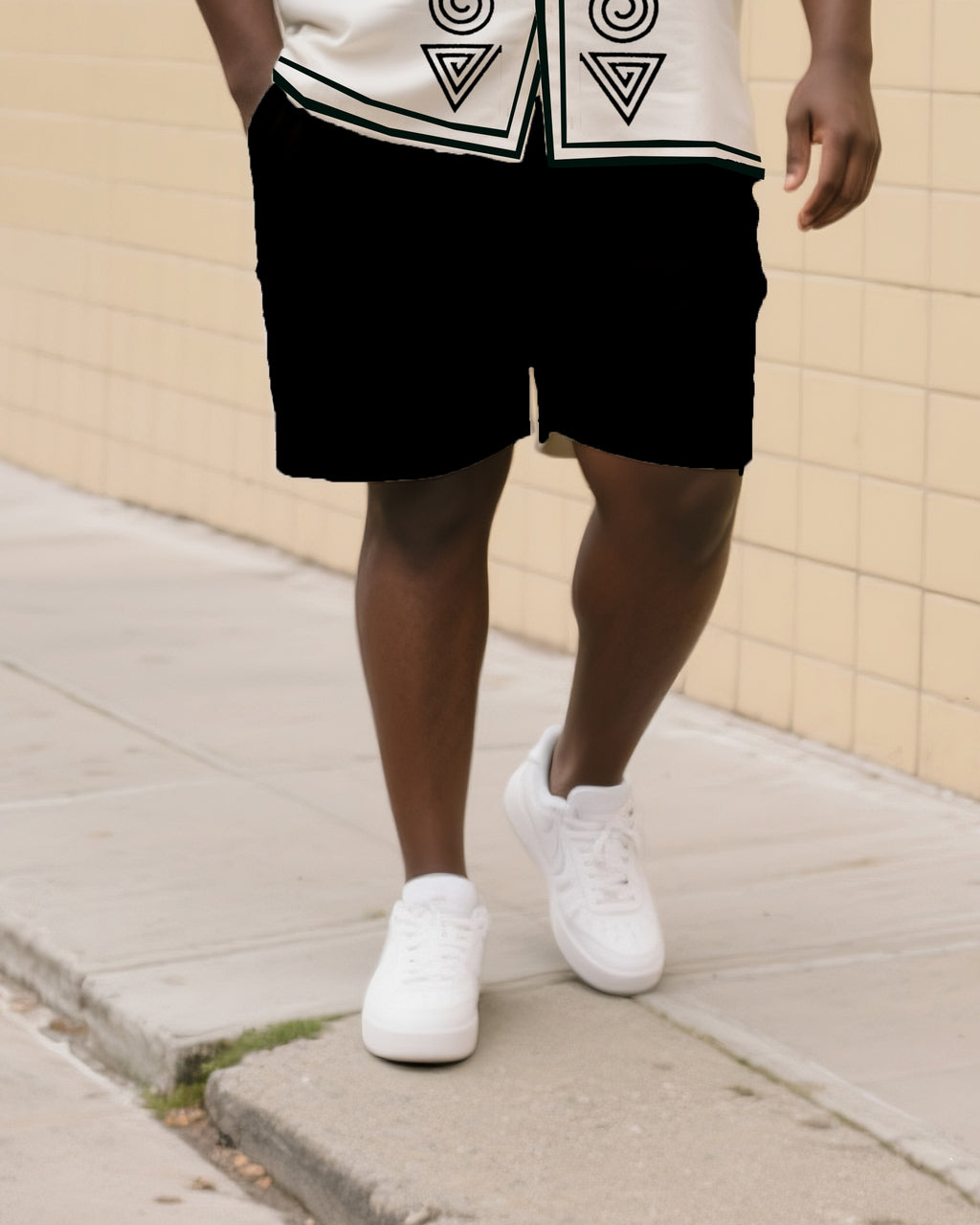 Big & Tall Graphic Vintage T-Shirt Shorts Set for big men view 3