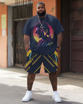 Big & Tall Graphic Streetwear T-Shirt Shorts Set for big men view 1