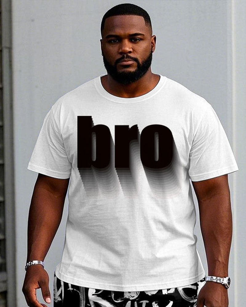 Big & Tall Streetwear T-Shirt Shorts Set for big men view 2