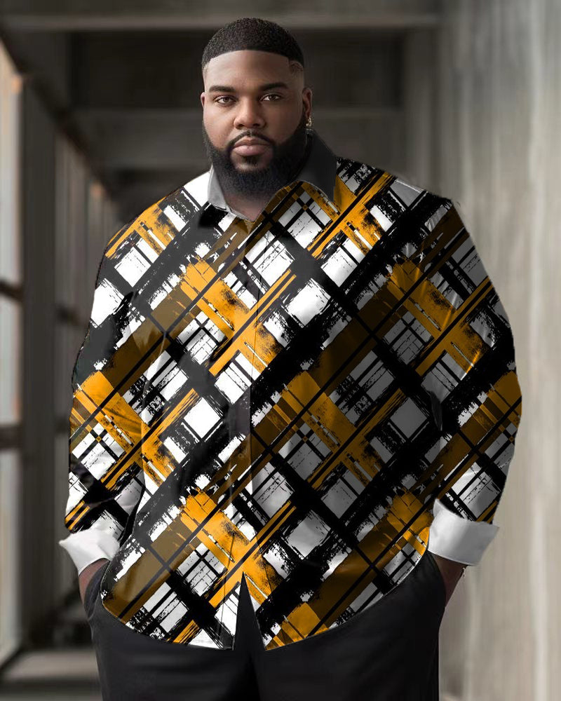 Big & Tall Plaid Shirt Pants Set for big men