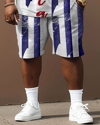 Big & Tall Graphic T-Shirt Shorts Set for big men view 4