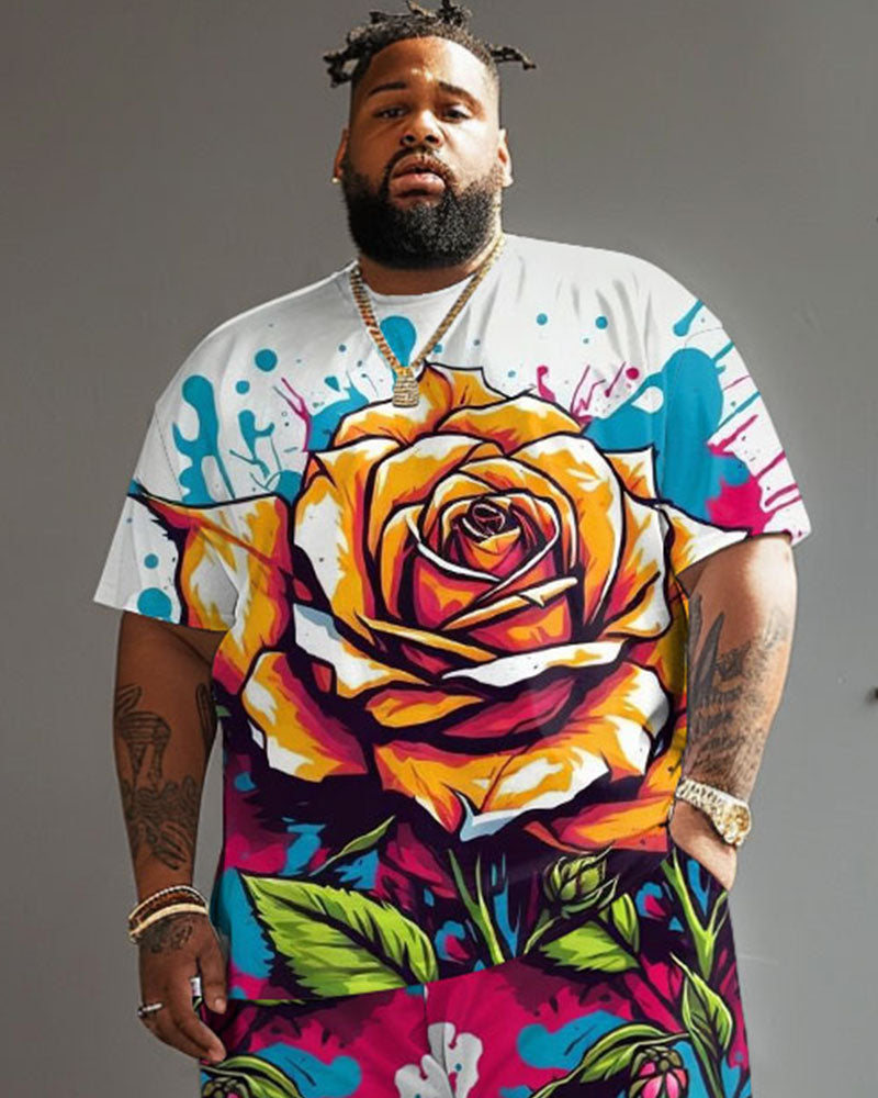 Big & Tall Graphic Graffiti T-Shirt Shorts Set for big men view 2