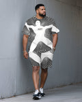 Big & Tall Colorblock Graphic T-Shirt Shorts Set for big men view 1