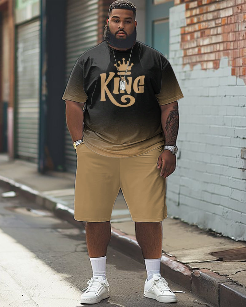 Big & Tall Gradient Graphic T-Shirt Shorts Set for big men view 1