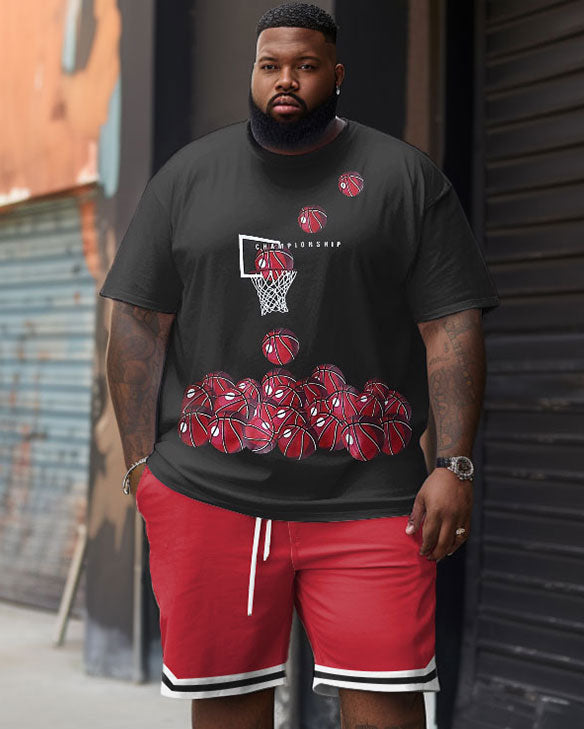 Big & Tall Graphic Streetwear T-Shirt Shorts Set for big men view 1