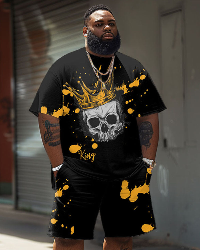 Big & Tall Graphic Graffiti T-Shirt Shorts Set for big men view 1
