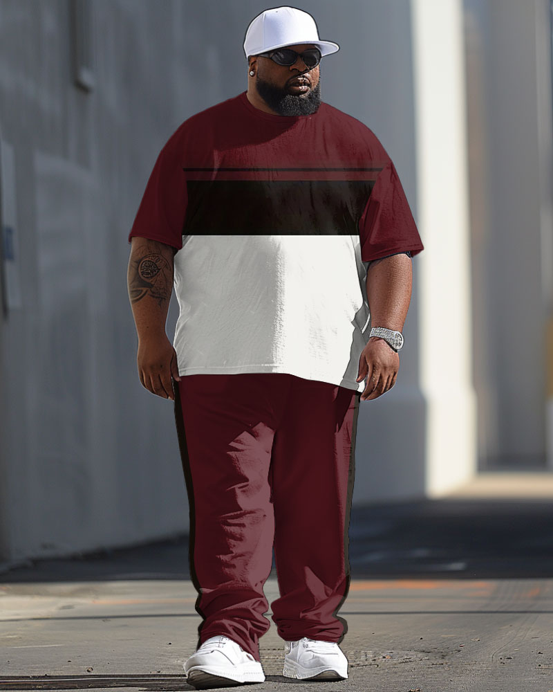 Big & Tall Colorblock T-Shirt Pants Set for big men view 1