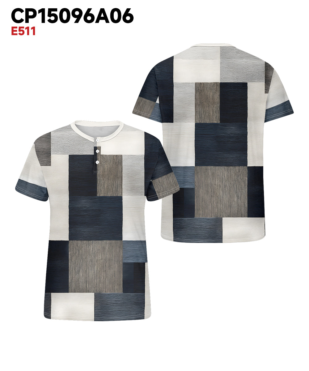 Big & Tall White Blue Geometric T-Shirt for big men view 3