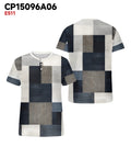 Big & Tall White Blue Geometric T-Shirt for big men view 3