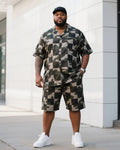 Big & Tall Camouflage T-Shirt Shorts Set for big men view 1