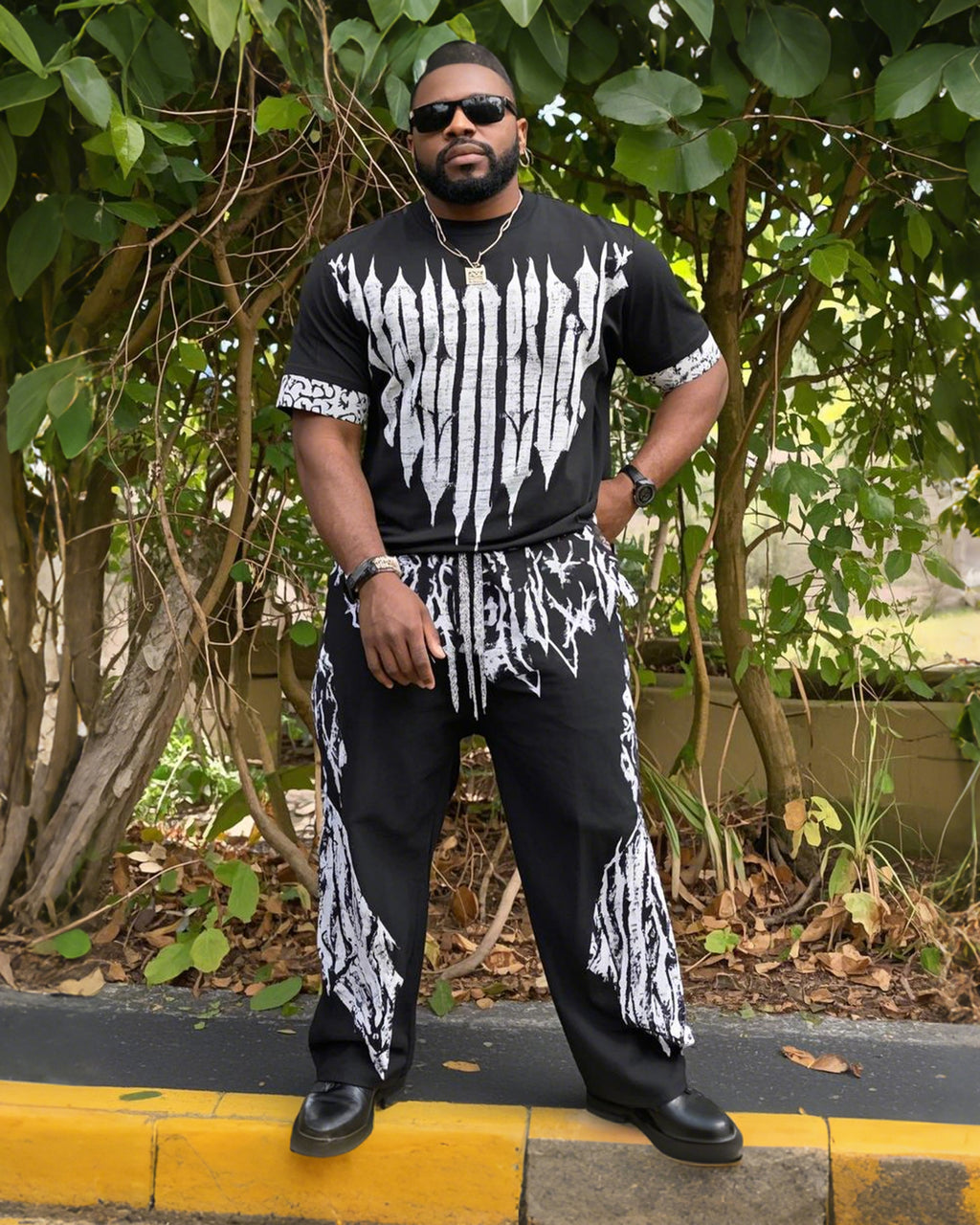 Big & Tall Streetwear Two-piece Set for big men view 1