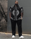 Big & Tall Geometric T-Shirt Shorts Set for big men view 1