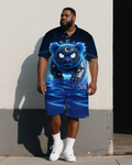 Big & Tall Streetwear Polo Shorts Set for big men view 1