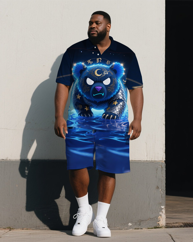 Big & Tall Streetwear Polo Shorts Set for big men view 1