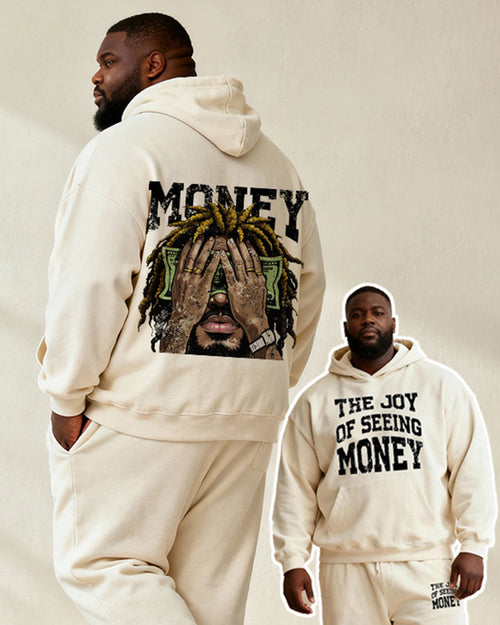 Big & Tall White Graphic Hoodie Sweatpants Set for big men view 2