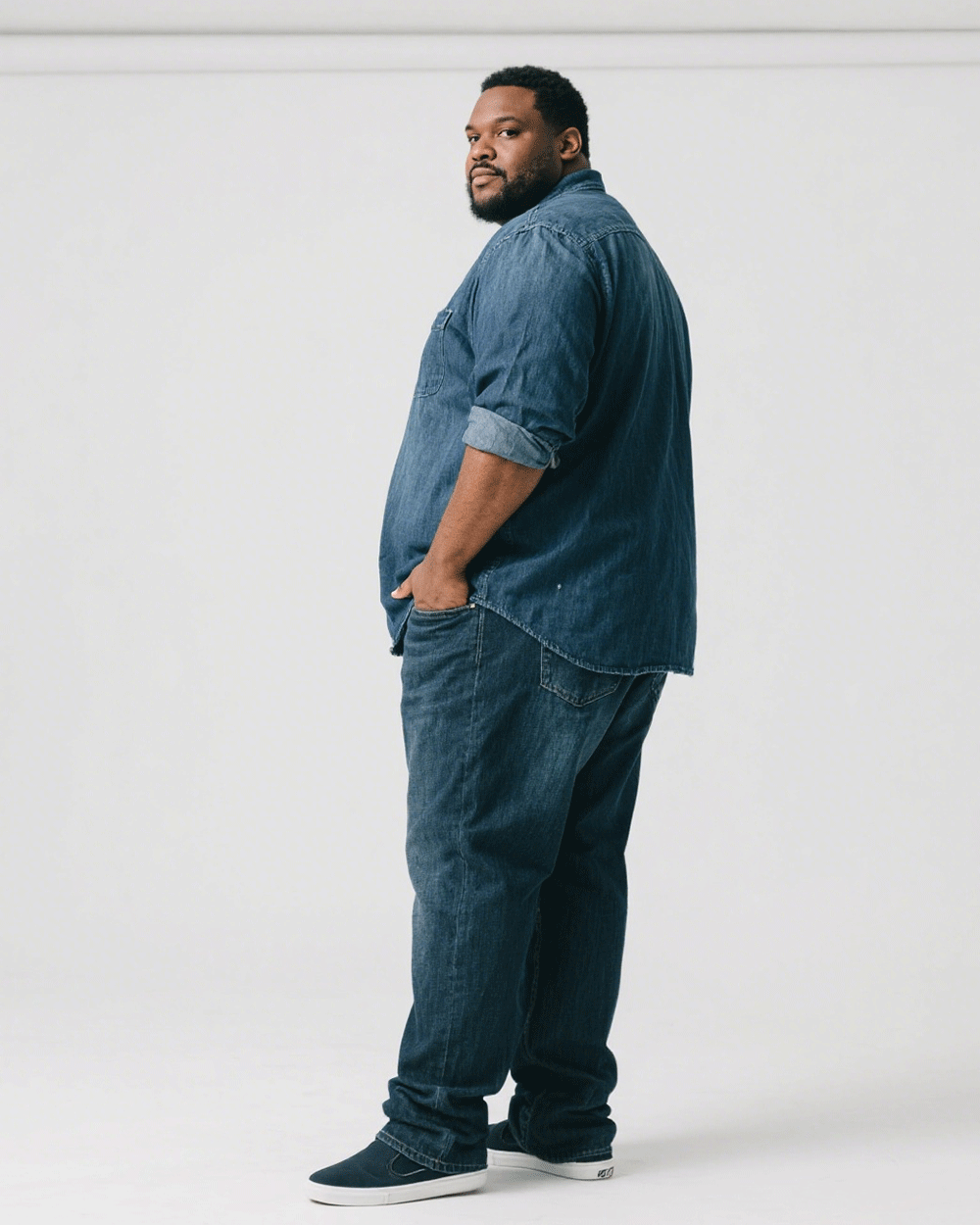 Big & Tall Denim Two-piece Set for big men view 3