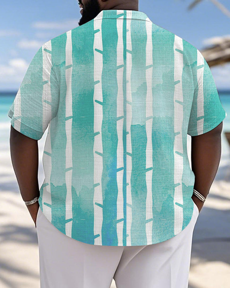 Big & Tall Green Hawaiian Graphic Short Sleeve Shirt for big men view 2