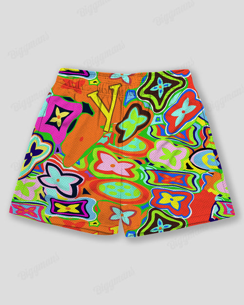 Big & Tall Orange Graphic Graffiti Athletic Shorts for big men