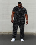 Big & Tall Black Floral T-Shirt Pants Set for big men view 1