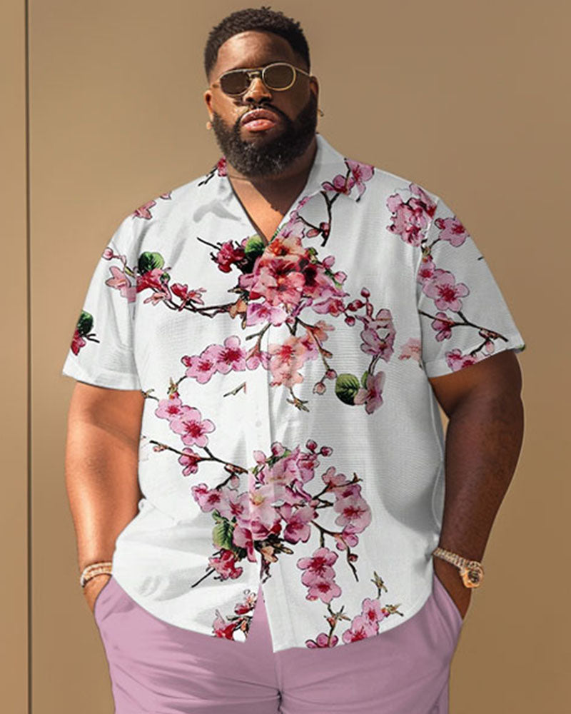 Big & Tall Colorblock Graphic T-Shirt Shorts Set for big men view 3