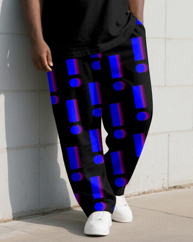 Big & Tall Black Graphic Graffiti Vest Pants Set for big men view 3