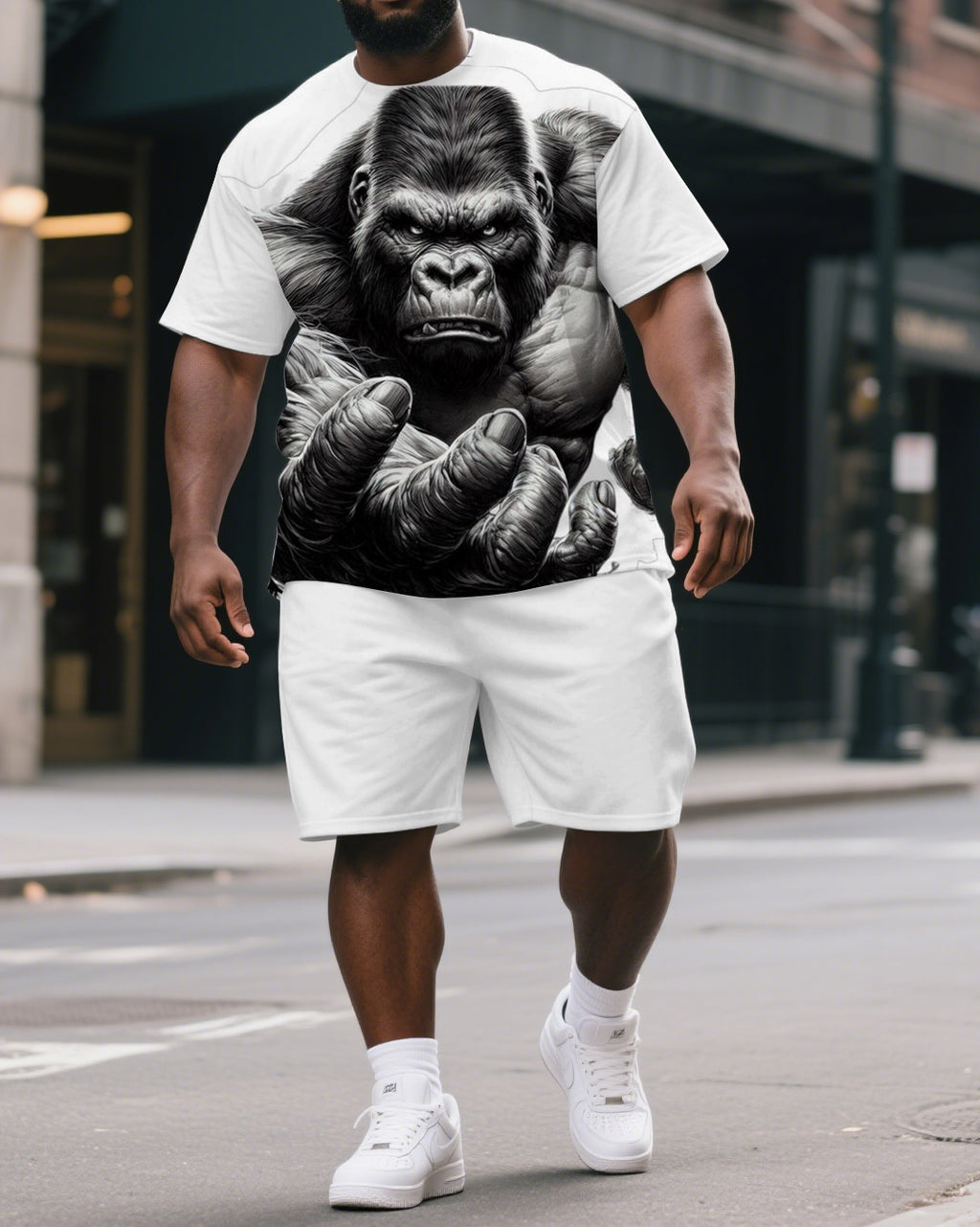 Big & Tall Graphic T-Shirt Shorts Set for big men view 1