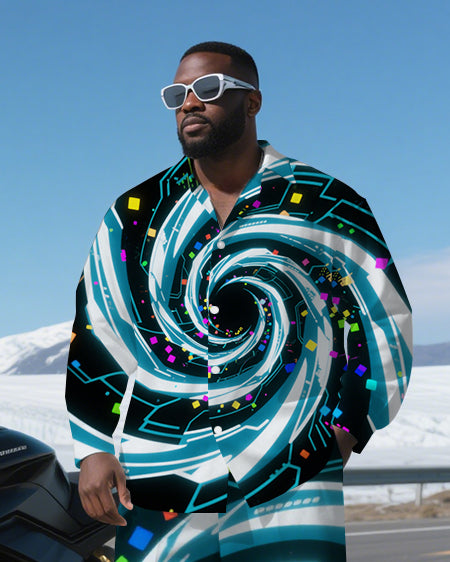 Big & Tall Geometric T-Shirt Pants Set for big men view 1