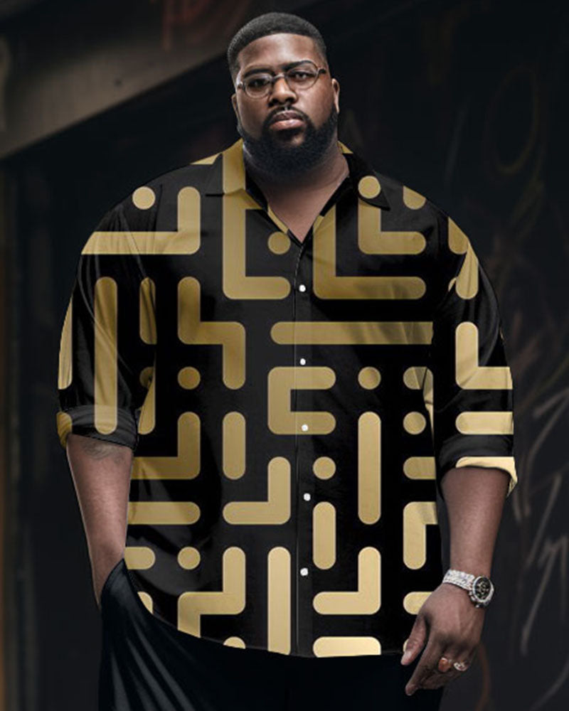 Big & Tall Geometric T-Shirt Pants Set for big men view 2