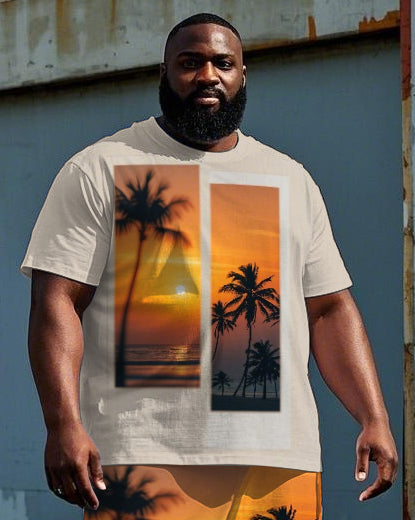 Big & Tall Hawaiian T-Shirt Shorts Set for big men view 2