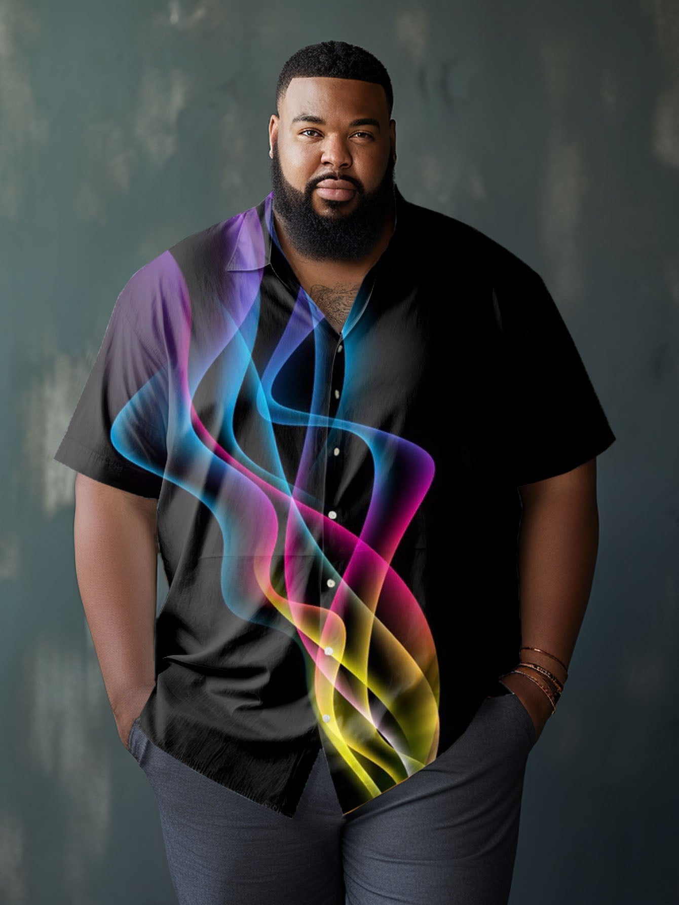 Big & Tall Geometric Graphic Short Sleeve Shirt for big men