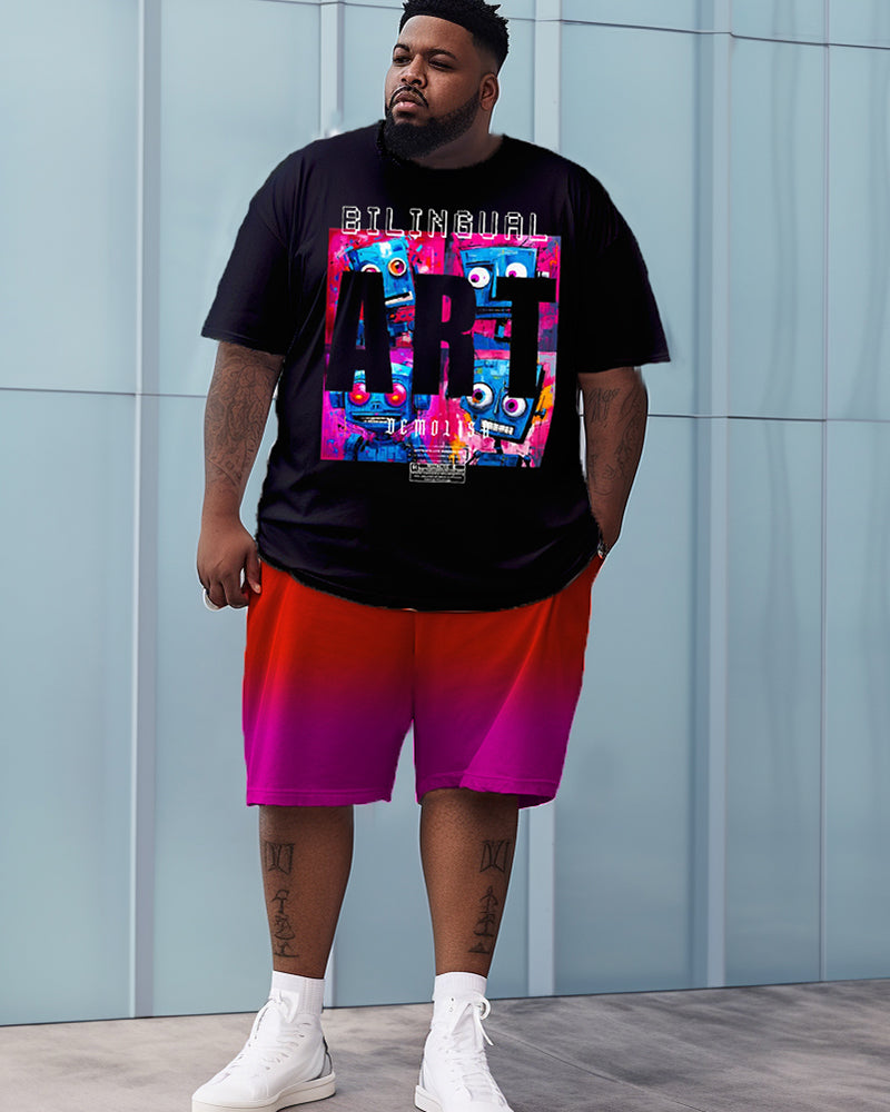 Big & Tall Gradient Streetwear Two-piece Set for big men view 1