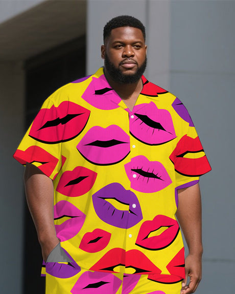 Big & Tall Red Graffiti Streetwear T-Shirt Pants Set for big men view 2