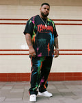 Big & Tall Graffiti Streetwear Two-piece Set for big men view 1