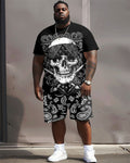 Big & Tall Graphic Streetwear T-Shirt Shorts Set for big men view 1