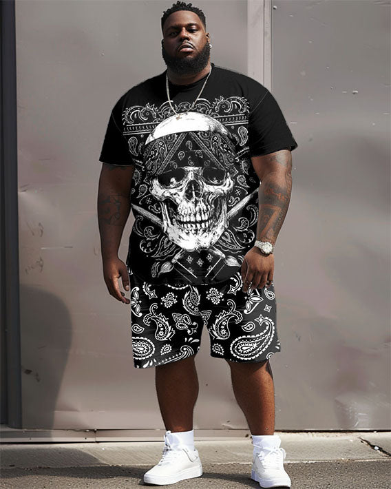 Big & Tall Graphic Streetwear T-Shirt Shorts Set for big men view 1