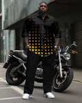 Big & Tall Geometric Business Casual Shirt Pants Set for big men view 1