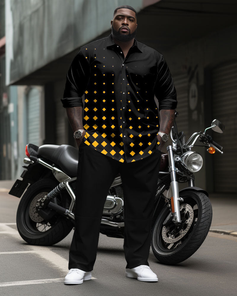 Big & Tall Geometric Business Casual Shirt Pants Set for big men view 1