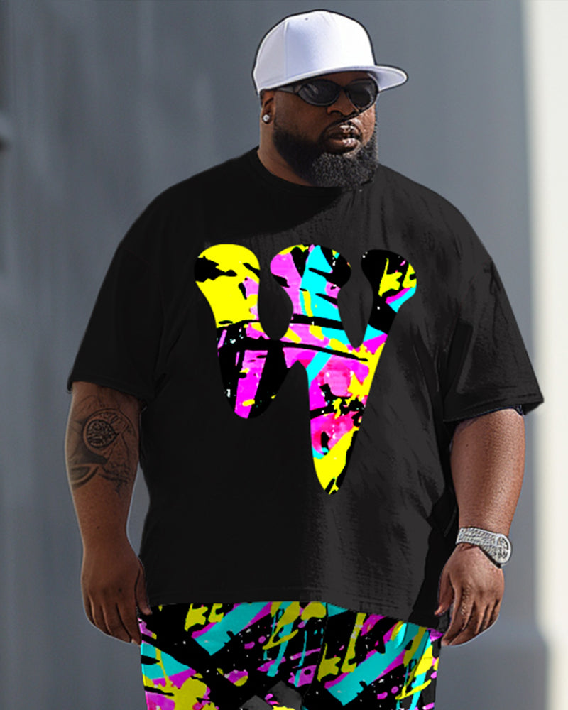 Big & Tall Graphic T-Shirt Pants Set for big men view 2