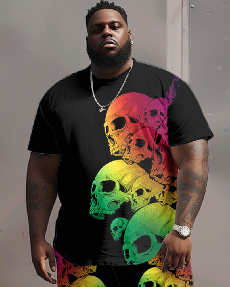 Big & Tall Gradient Graphic T-Shirt Shorts Set for big men view 2