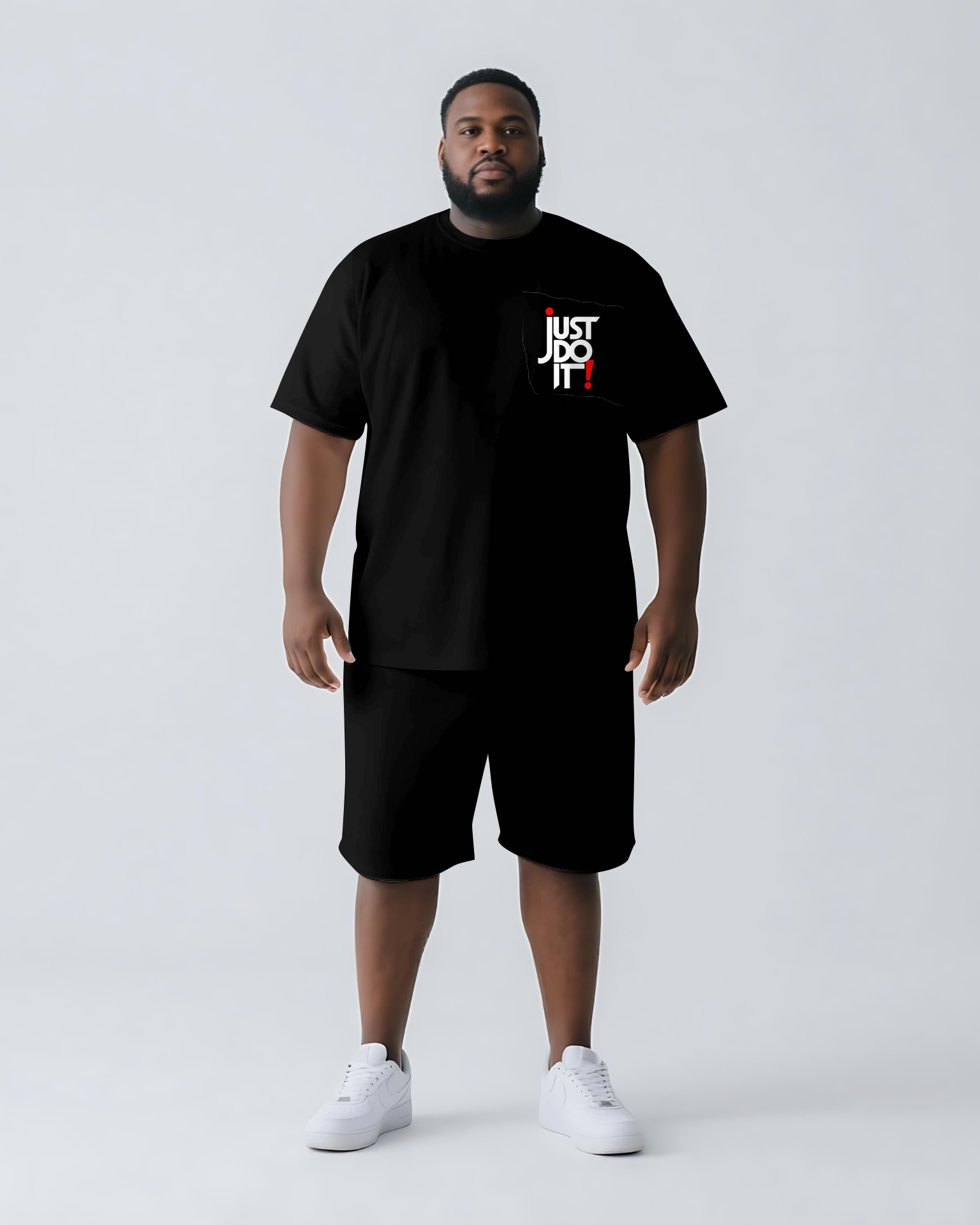 Big & Tall Graphic Streetwear Two-piece Set for big men view 2
